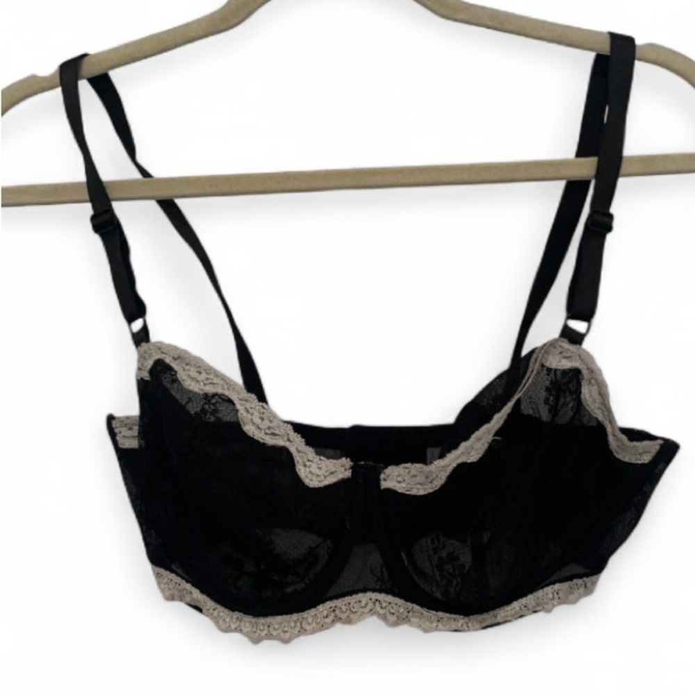 Smart and Sexy Black Mesh Lace Trim Unlined Bra
